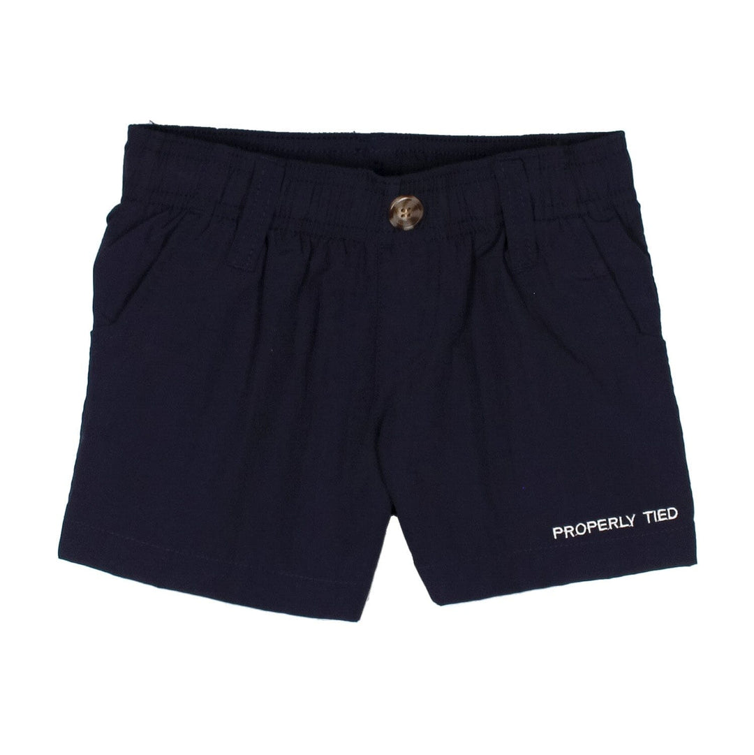 Mallard Shorts - Navy Boy Shorts Properly Tied 