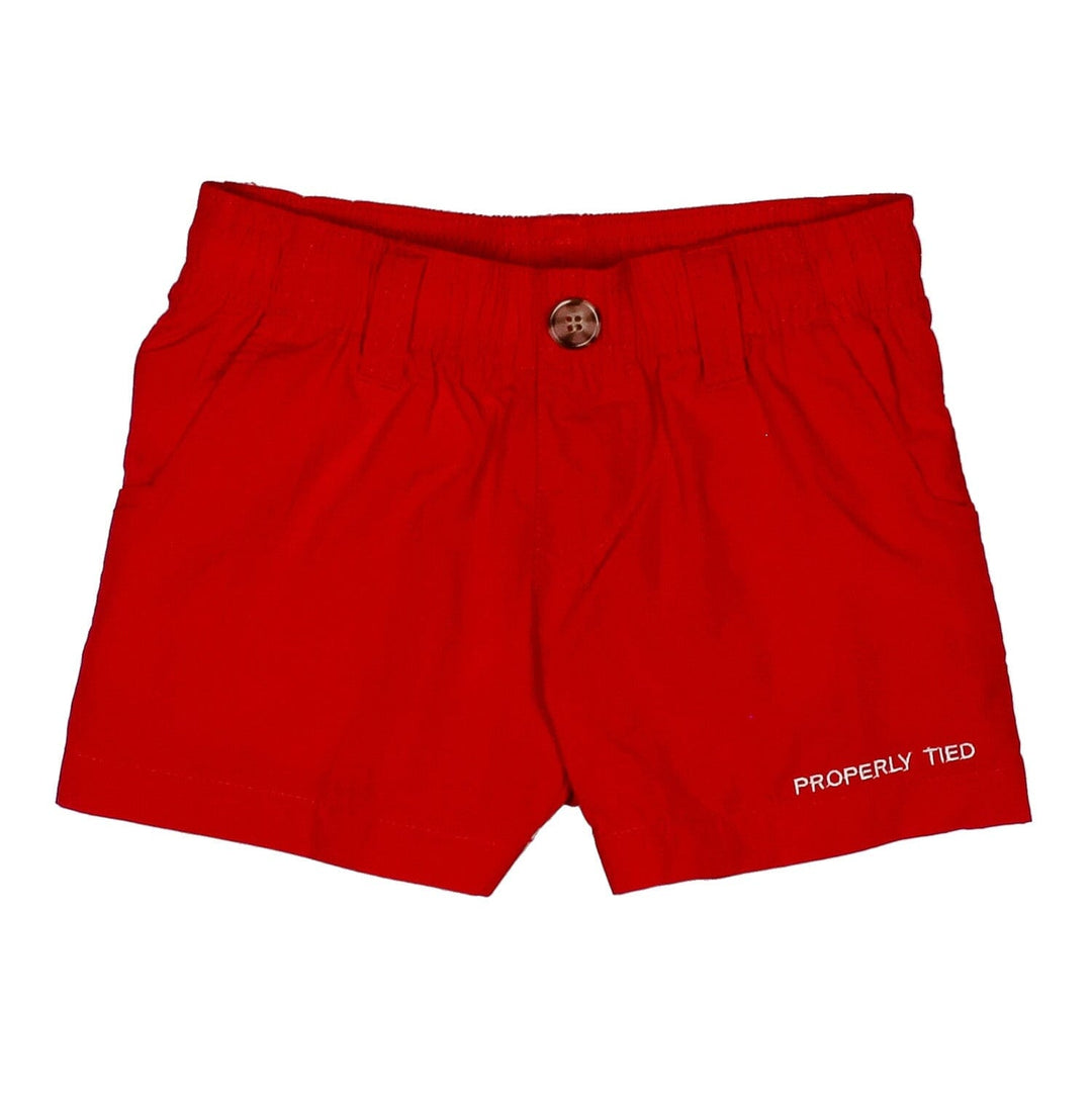 Mallard Shorts - Red Boy Shorts Properly Tied 