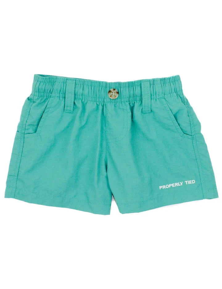 Mallard Shorts - Soft Green Boy Shorts Properly Tied 