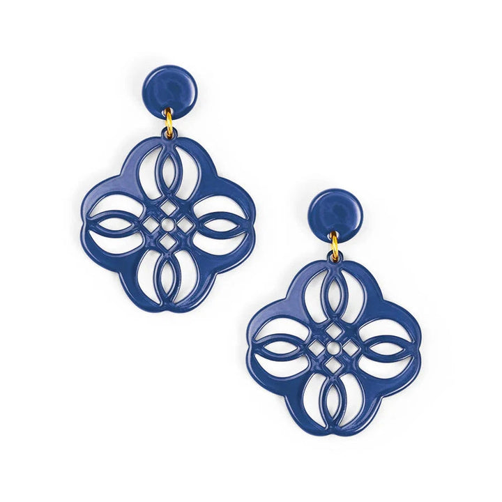 Mandala Pendant Drop Earrings Womens Earrings Zenzii Jewelry Navy 