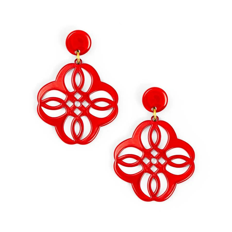Mandala Pendant Drop Earrings Womens Earrings Zenzii Jewelry Red 