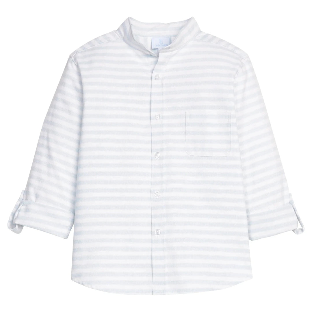 Mandarin Collar Roll Sleeve Shirt - Savannah Stripe Boy Shirt Little English 