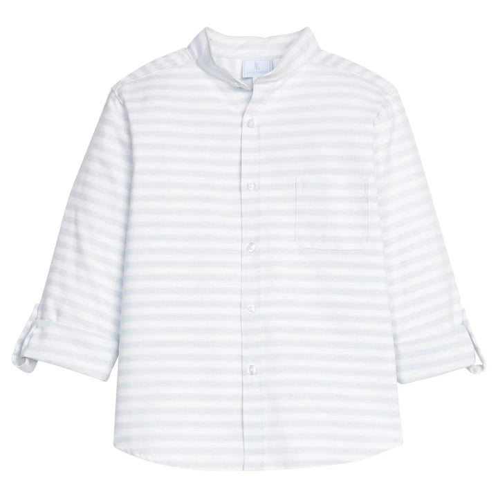 Mandarin Collar Roll Sleeve Shirt - Savannah Stripe Boy Shirt Little English 