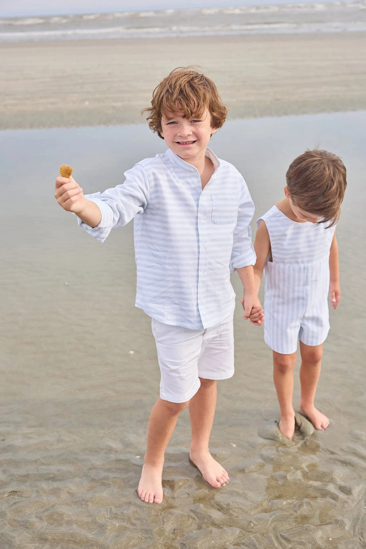 Mandarin Collar Roll Sleeve Shirt - Savannah Stripe Boy Shirt Little English 