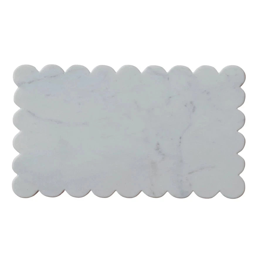 Marble Cheese/Cutting Board with Scalloped Edge Cheese Board Creative Co-Op 