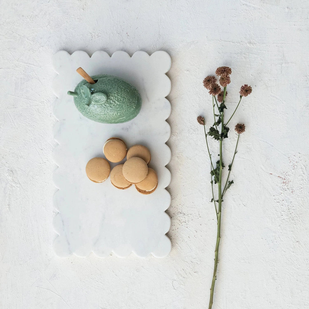 Marble Cheese/Cutting Board with Scalloped Edge Cheese Board Creative Co-Op 