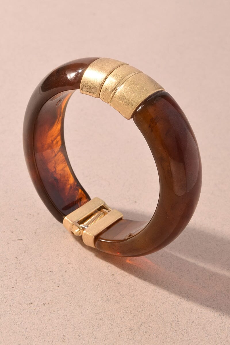 Marbled Resin Bangle Bracelet - Brown Womens Bracelet Merveille 