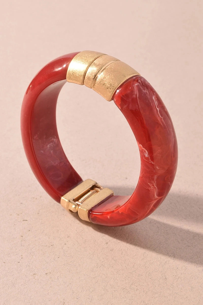 Marbled Resin Bangle Bracelet - Burgundy Womens Bracelet Merveille 