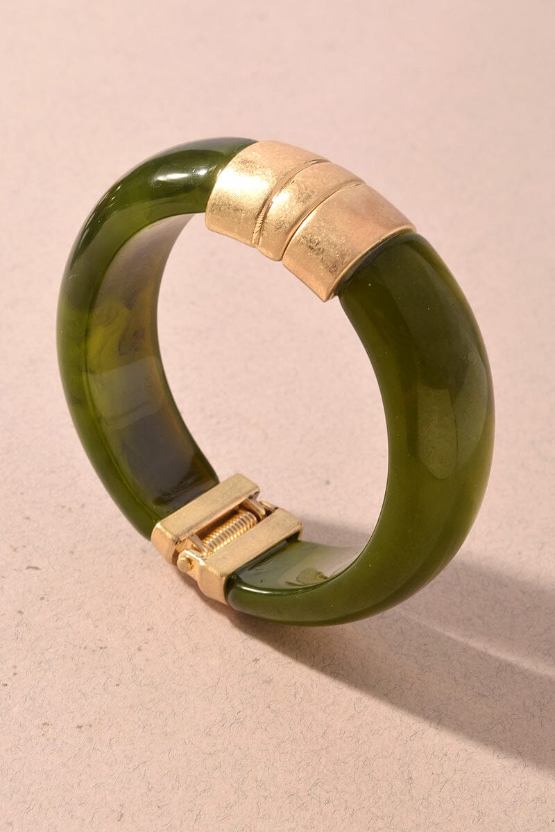 Marbled Resin Bangle Bracelet - Green Womens Bracelet Merveille 