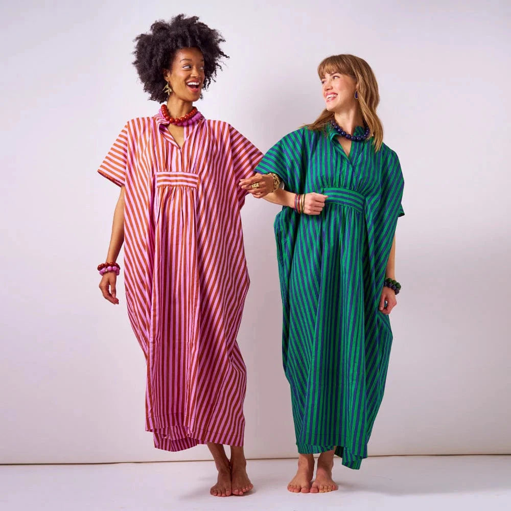 Margot Striped Kaftan - Navy and Kelly Green Womens Cover Up Ink and Alloy 