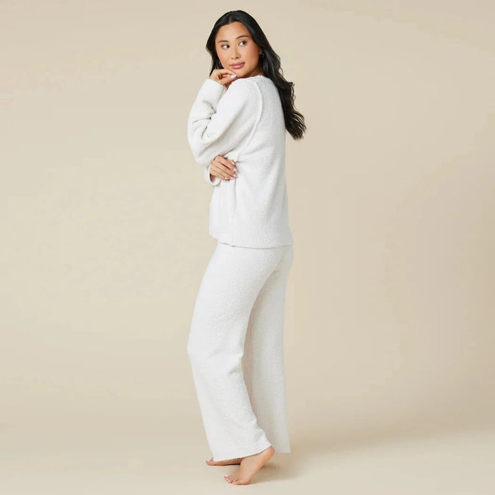 Marshmallow Reverse Crew Neck Lounge Set - Almond Loungewear Softies 