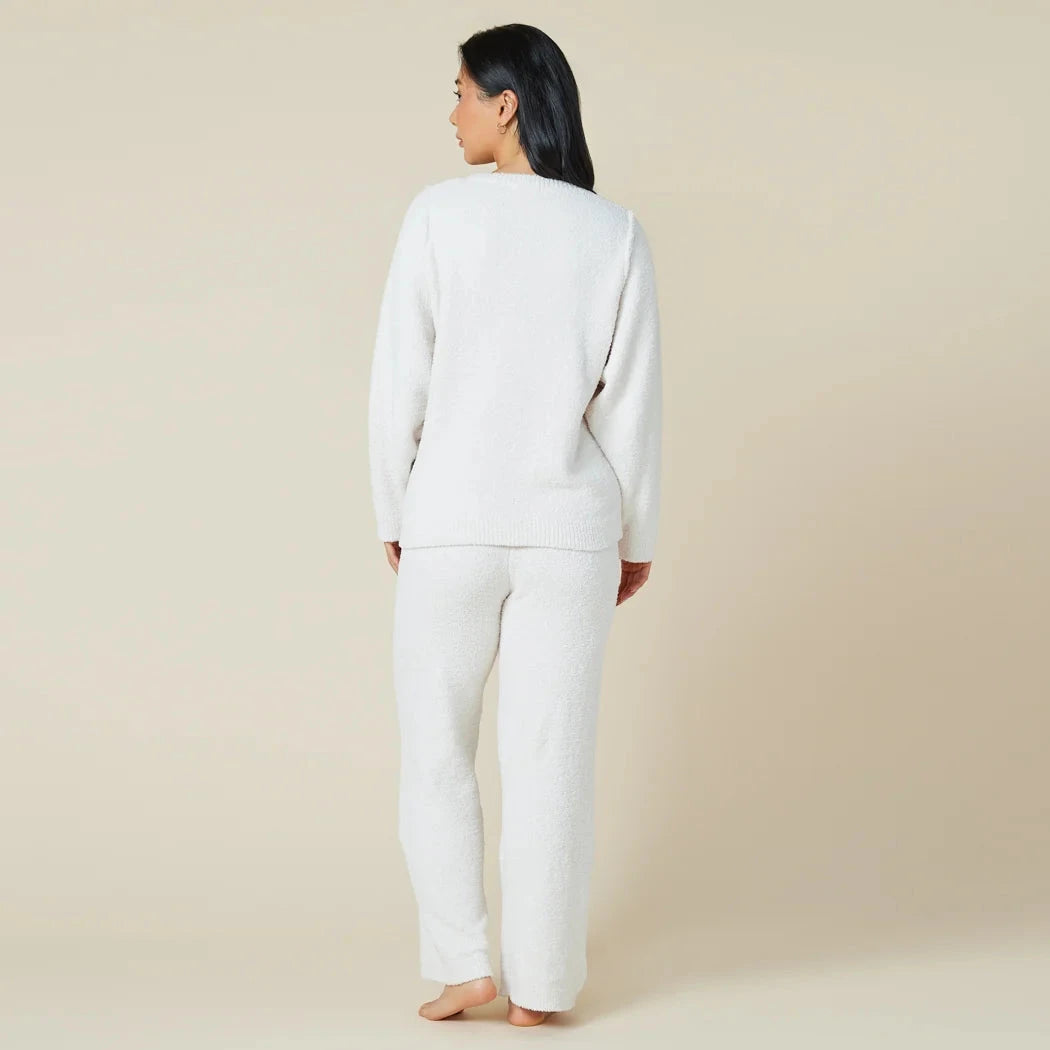 Marshmallow Reverse Crew Neck Lounge Set - Almond Loungewear Softies 