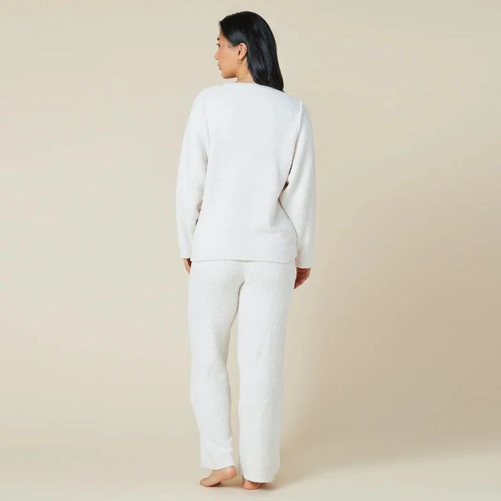 Marshmallow Reverse Crew Neck Lounge Set - Almond Loungewear Softies 