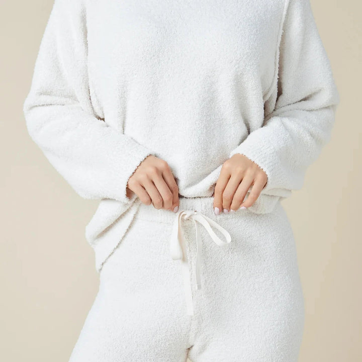 Marshmallow Reverse Crew Neck Lounge Set - Almond Loungewear Softies 