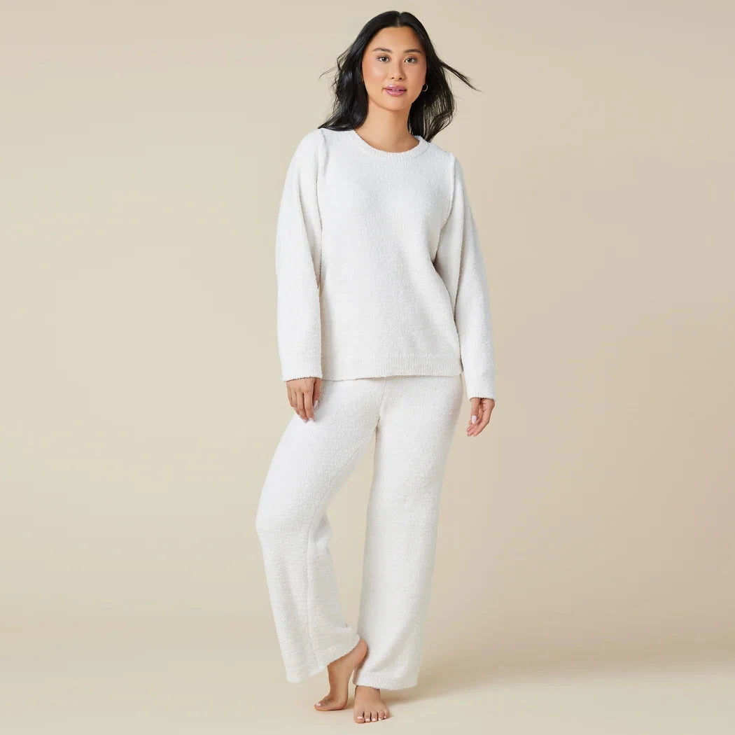 Marshmallow Reverse Crew Neck Lounge Set - Almond Loungewear Softies 