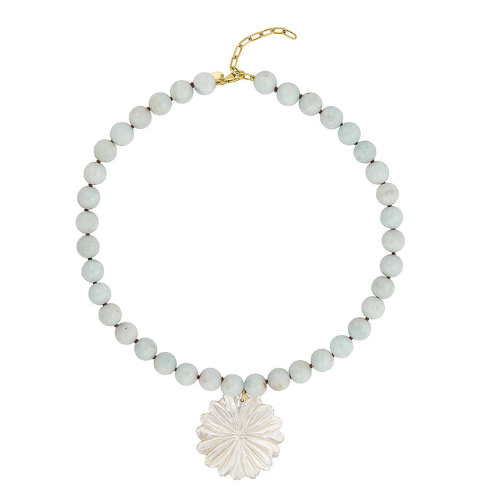 Martha Flower Necklace - Amazonite Womens Necklace FYB 