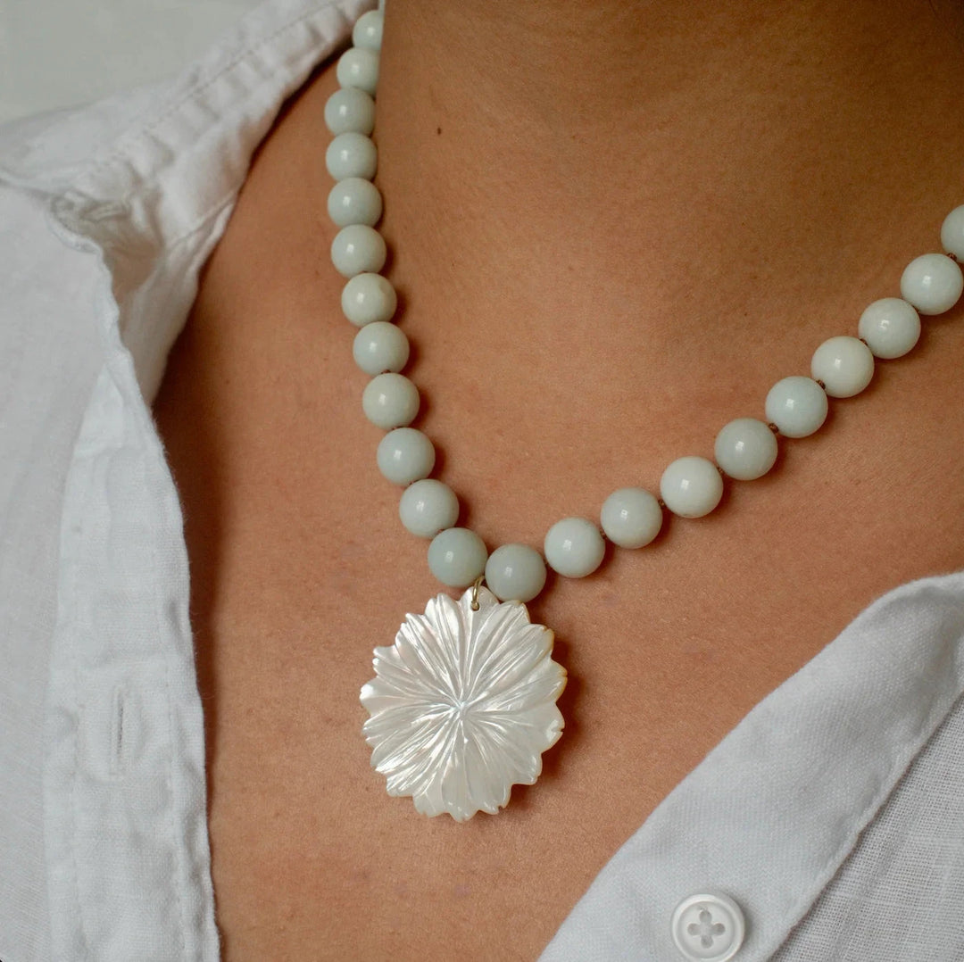 Martha Flower Necklace - Amazonite Womens Necklace FYB 