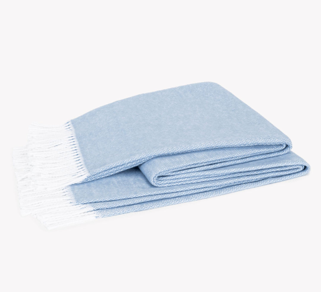 Matouk Pezzo Throw Blanket Throws Matouk Hazy Blue 