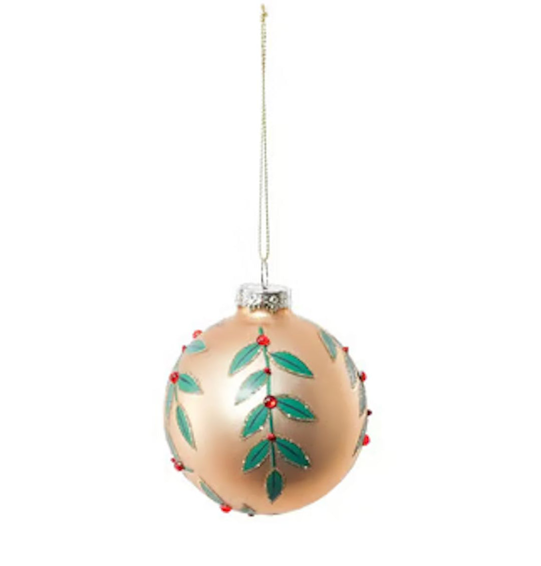 Matt Gold Leaf Glass Ball Ornament Ornament Zodax 