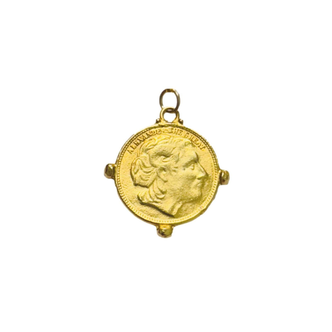 Matte Gold Coin Charm Necklace Charm Knotty Bling 