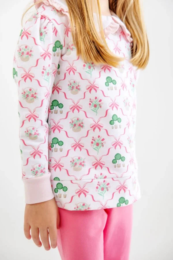 Maude's Ruffle Cassidy Comfy Crewneck - Boxwoods & Bows Girl Sweater Beaufort Bonnet 