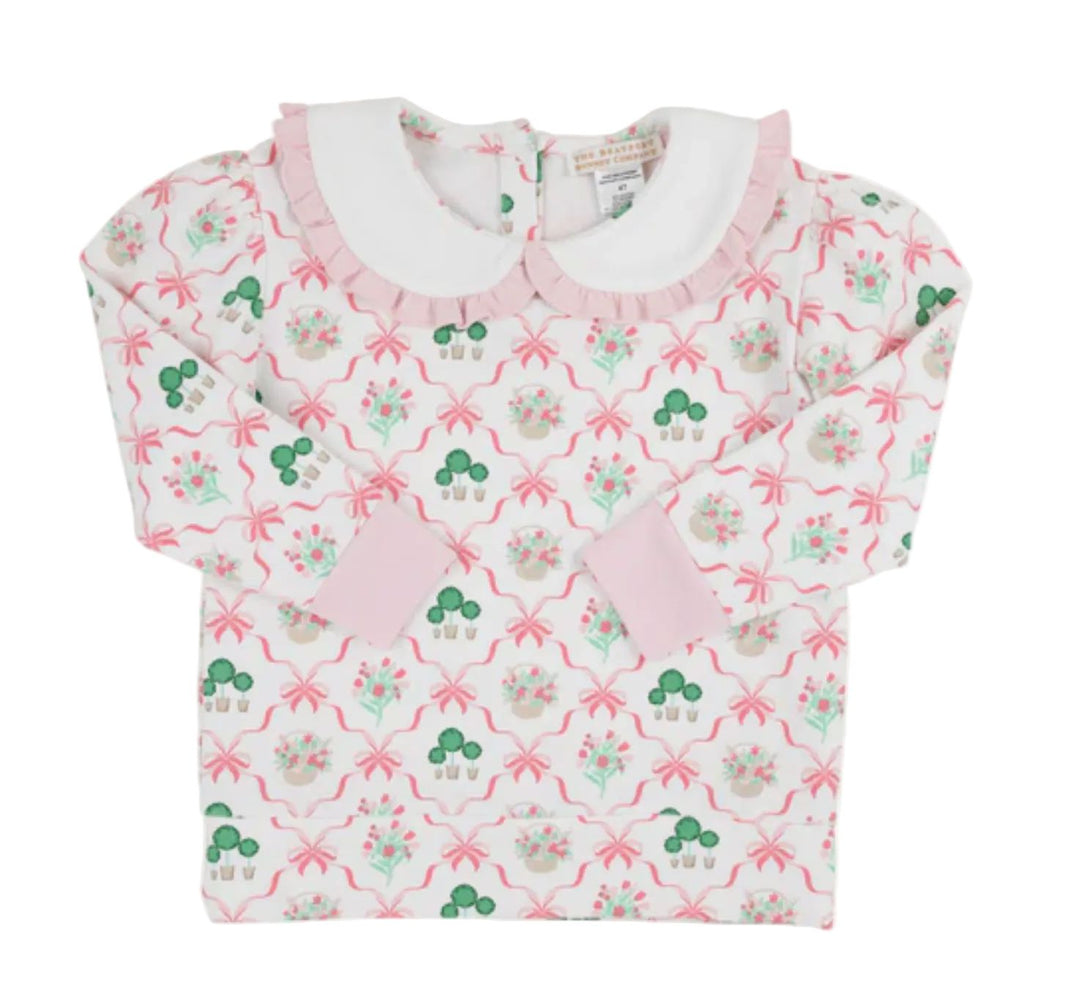 Maude's Ruffle Cassidy Comfy Crewneck - Boxwoods & Bows Girl Sweater Beaufort Bonnet 