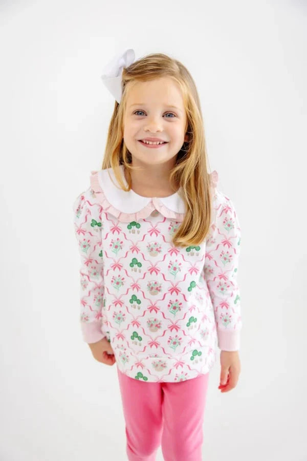 Maude's Ruffle Cassidy Comfy Crewneck - Boxwoods & Bows Girl Sweater Beaufort Bonnet 