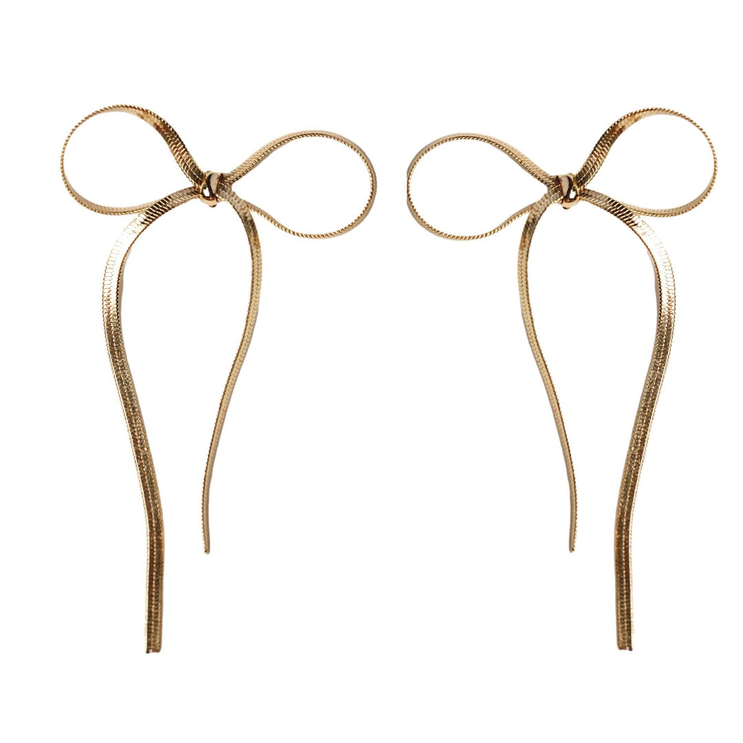 Maxi Gold Duster Bow Earrings Womens Earrings St Armands Designs of Sarasota 