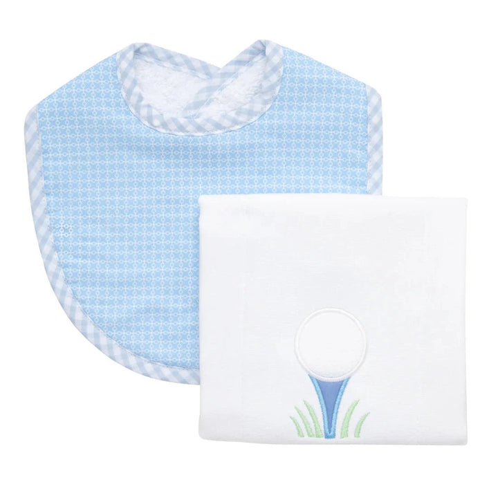 Med Bib and Burp Set Burp Cloths 3 Marthas Blue Golf 