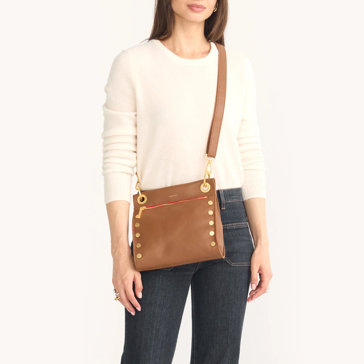 Tony Medium Leather Crossbody Bag - Mahogany Pebble