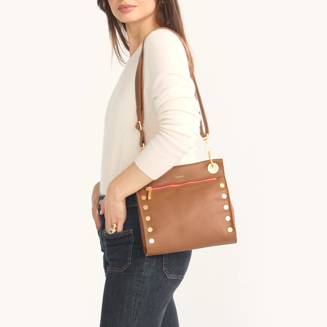 Tony Medium Leather Crossbody Bag - Mahogany Pebble