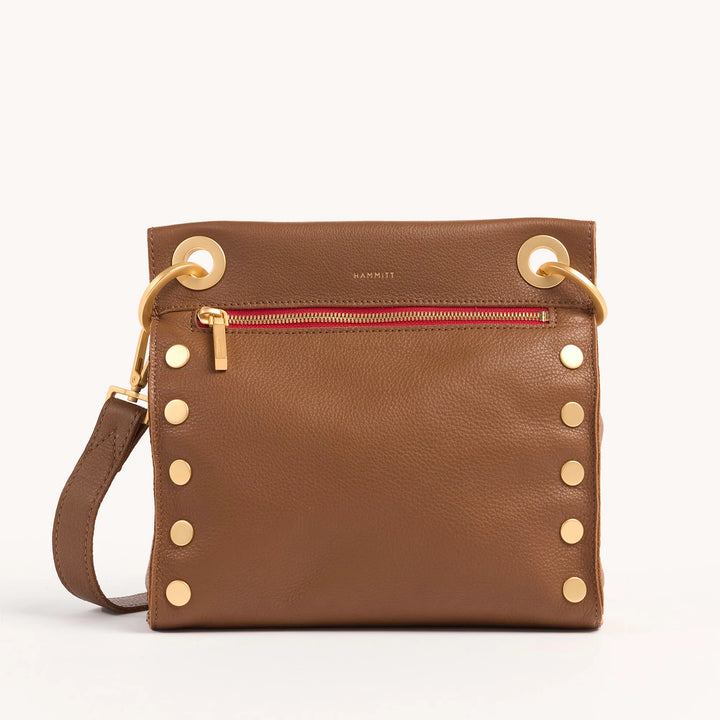 Tony Medium Leather Crossbody Bag - Mahogany Pebble