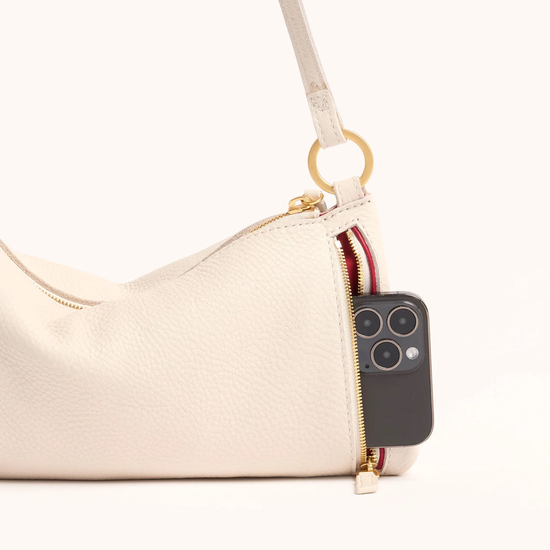 Kyle Leather Shoulder Bag - Calla Lily White