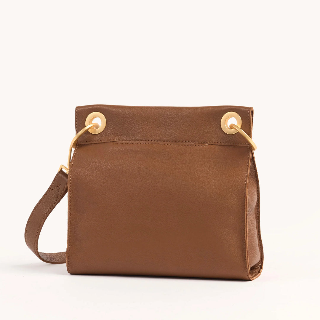 Tony Medium Leather Crossbody Bag - Mahogany Pebble