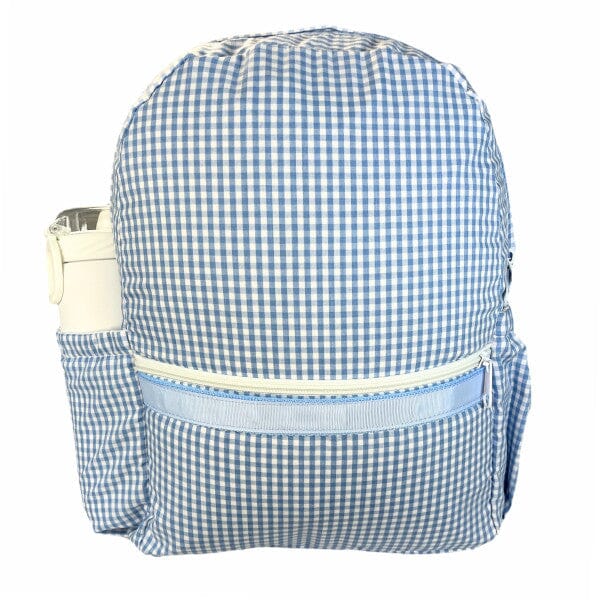 Medium Backpack with Side Pockets Child Backpack Mint Baby Blue Gingham 