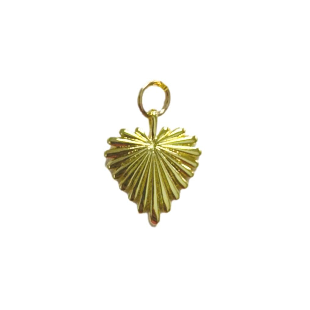 Medium Gold Ribbed Heart Charm Necklace Charm Knotty Bling 
