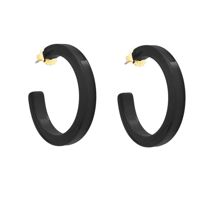 Medium Resin Open Hoop Earrings Womens Earrings Zenzii Jewelry Black 