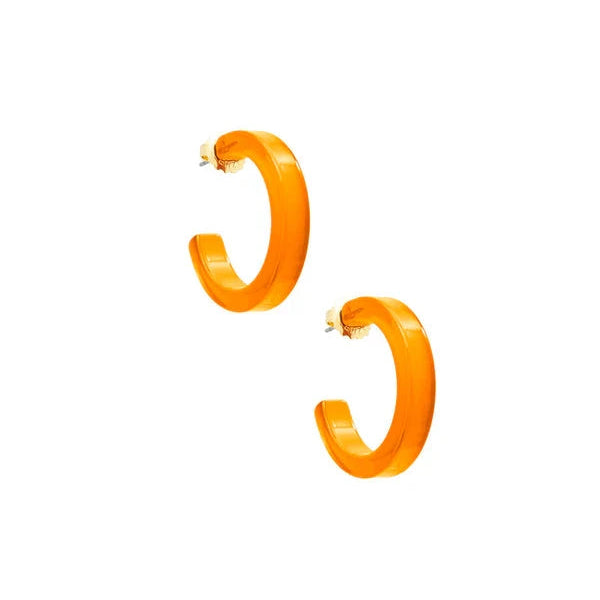 Medium Resin Open Hoop Earrings Womens Earrings Zenzii Jewelry Bright Orange 