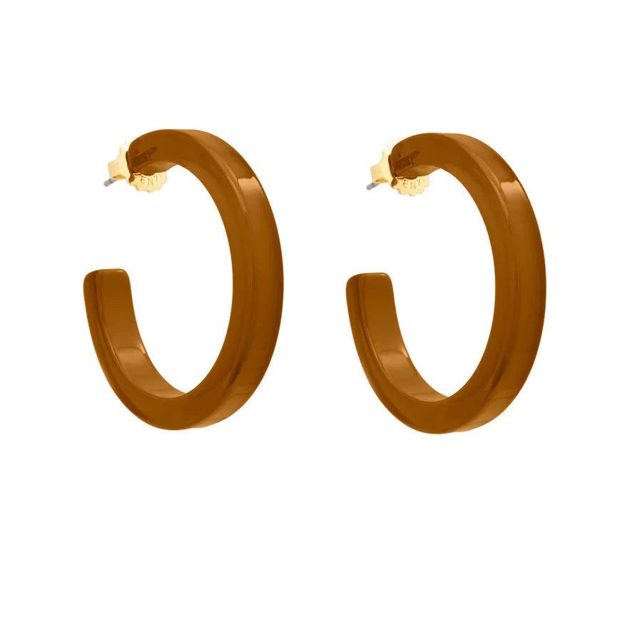 Medium Resin Open Hoop Earrings Womens Earrings Zenzii Jewelry Brown 