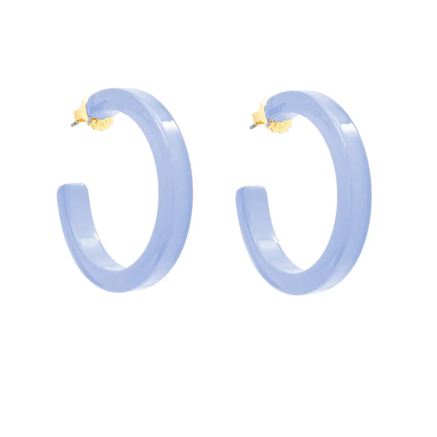 Medium Resin Open Hoop Earrings Womens Earrings Zenzii Jewelry Light Blue 