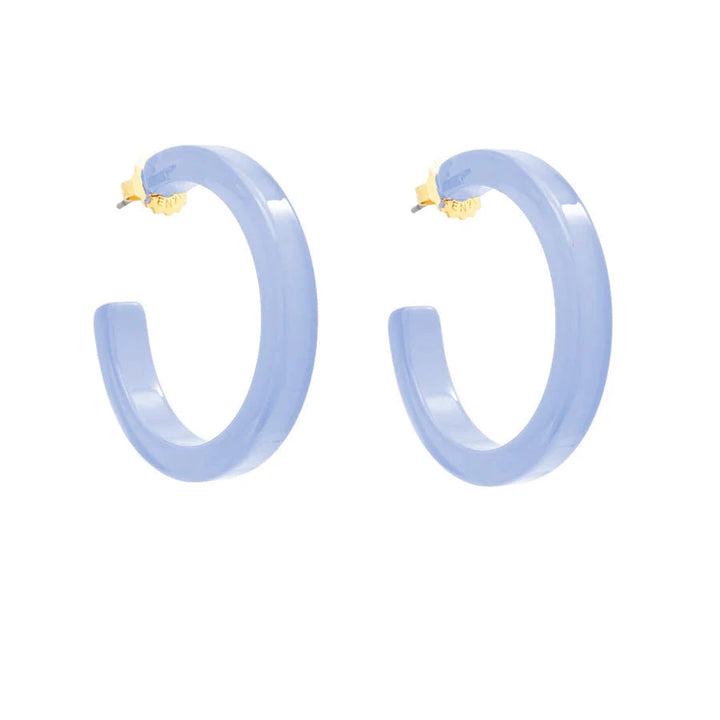 Medium Resin Open Hoop Earrings Womens Earrings Zenzii Jewelry Light Blue 