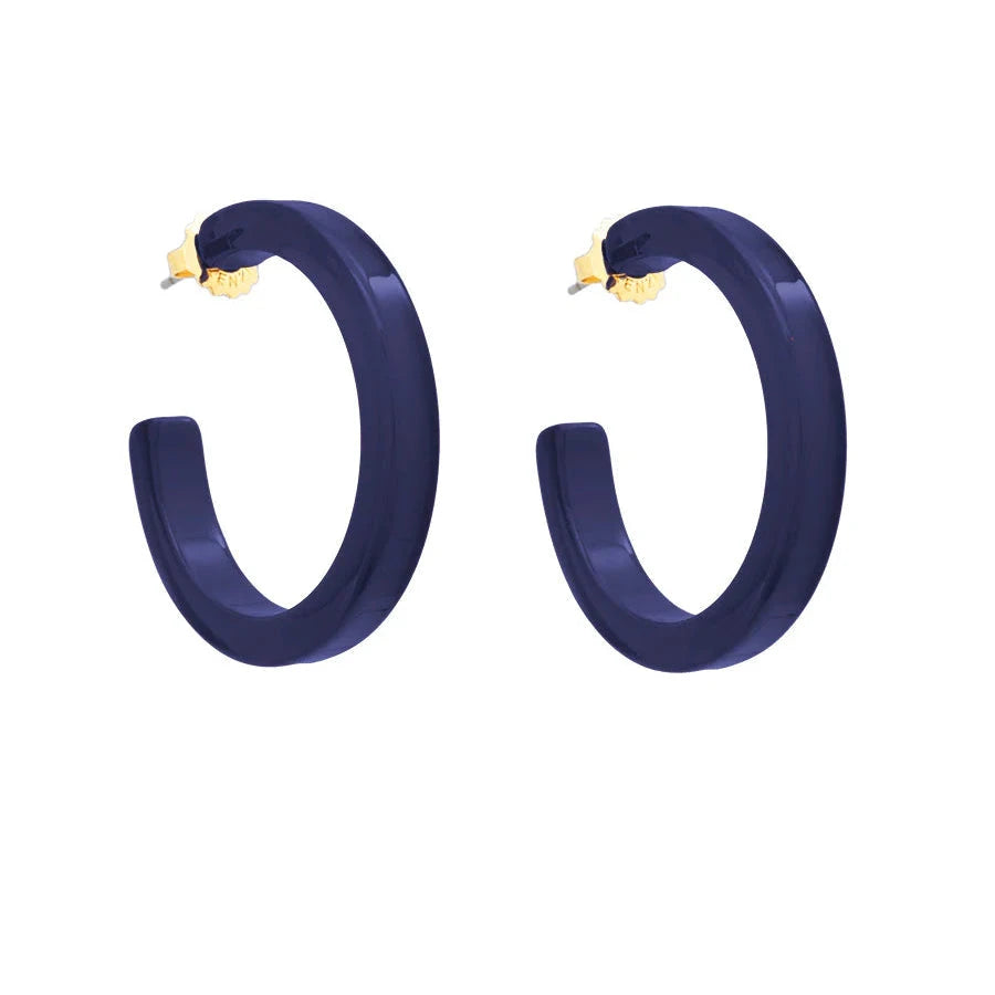 Medium Resin Open Hoop Earrings Womens Earrings Zenzii Jewelry Navy 