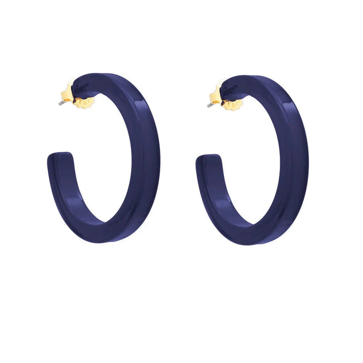 Medium Resin Open Hoop Earrings Womens Earrings Zenzii Jewelry Navy 