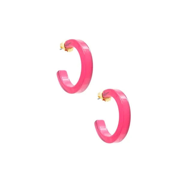 Medium Resin Open Hoop Earrings Womens Earrings Zenzii Jewelry Neon Pink 