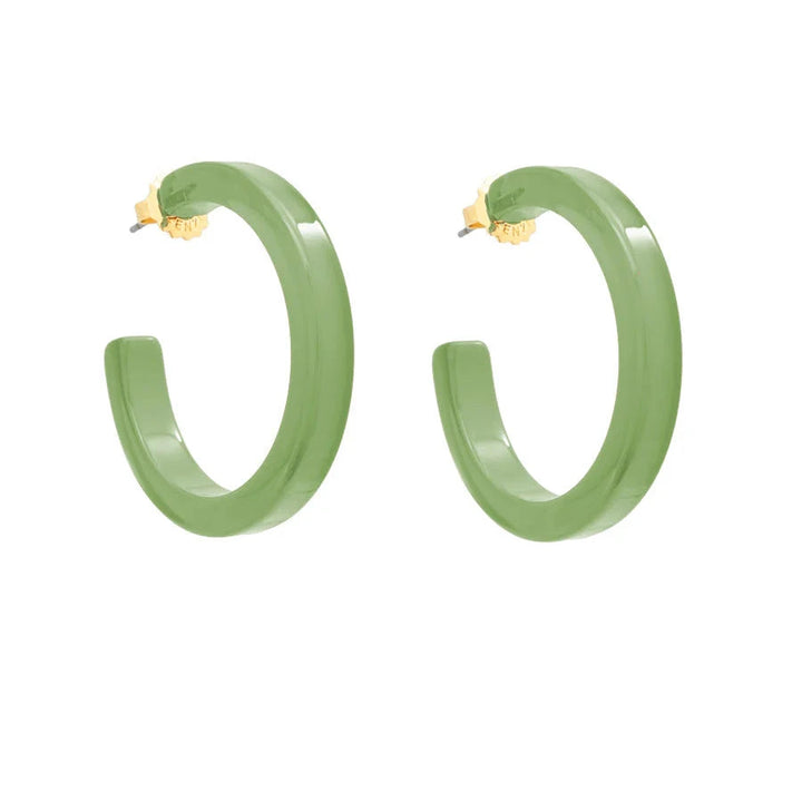 Medium Resin Open Hoop Earrings Womens Earrings Zenzii Jewelry Sage 