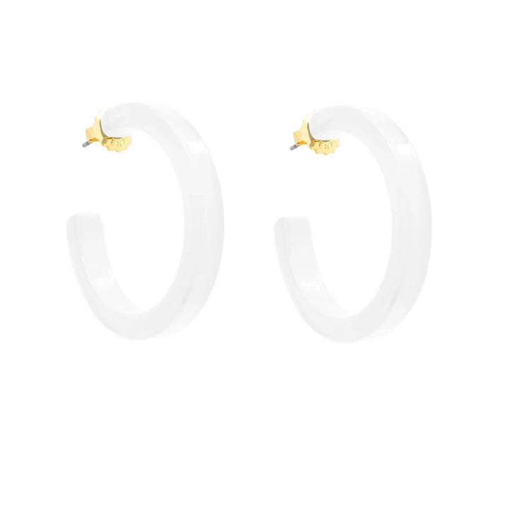 Medium Resin Open Hoop Earrings Womens Earrings Zenzii Jewelry White 
