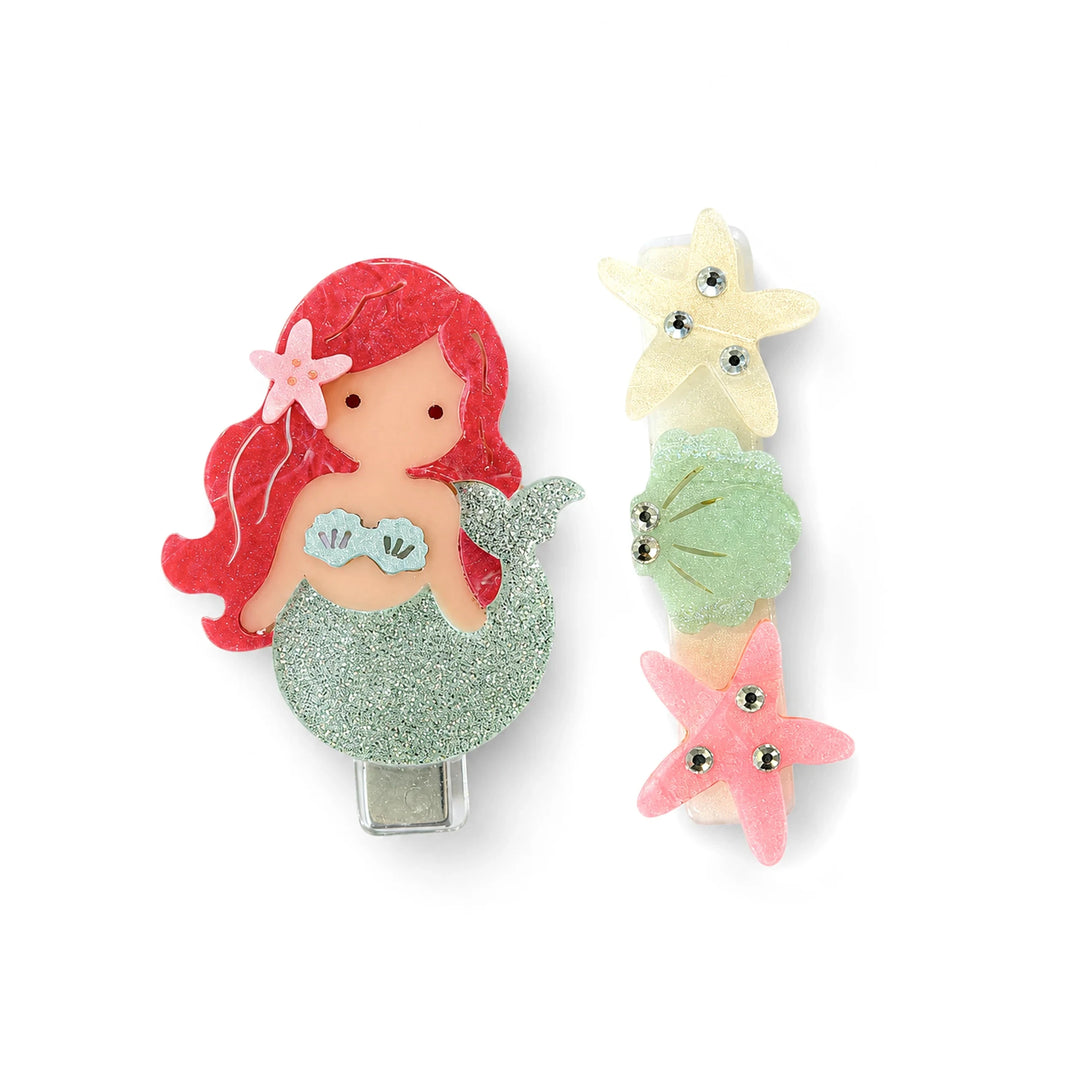 Mermaid Shimmer Hair Clips Girl Hair Accessory Lilies and Roses 