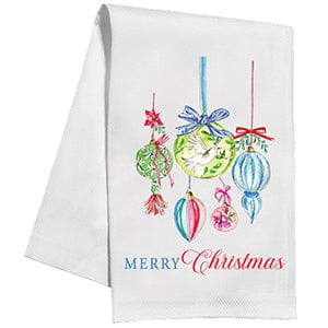 Merry And Bright Vintage Ornaments Kitchen Towel Kitchen Towel Rosanne Beck 