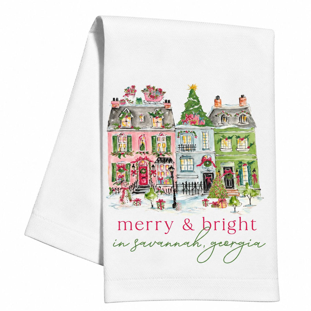 Merry & Bright in Savannah Kitchen Towel Kitchen Towel Rosanne Beck 
