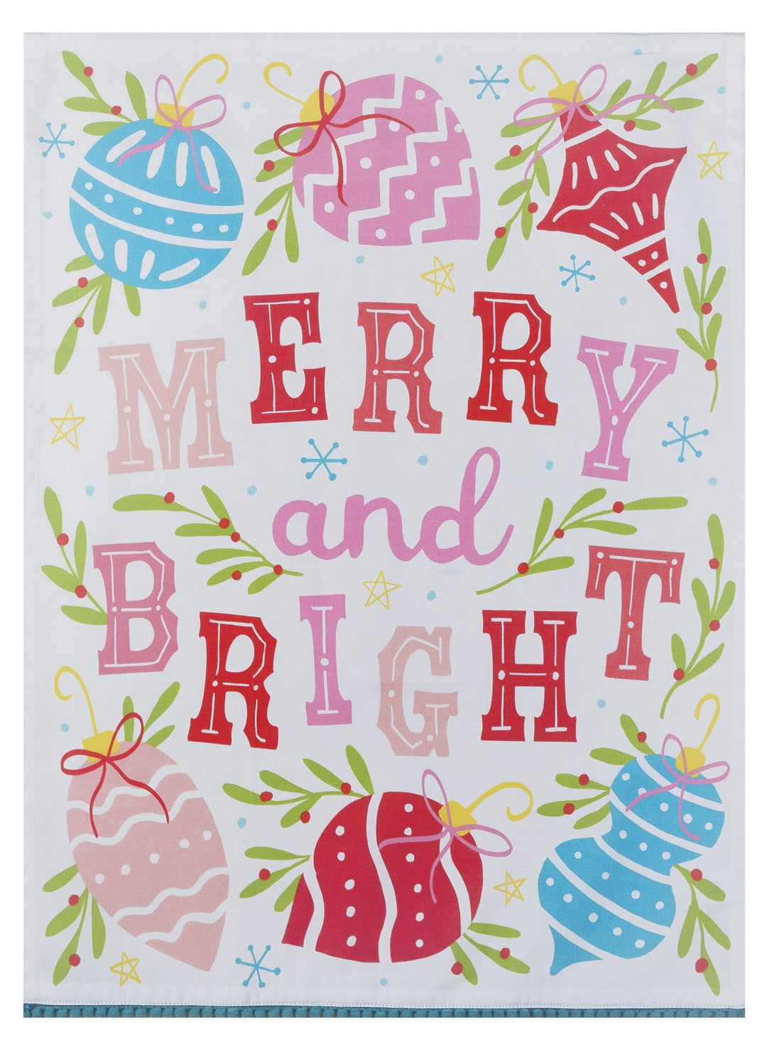 Merry Bright with Pom Pom Kitchen Towel Kitchen Towel Peking Handicraft 
